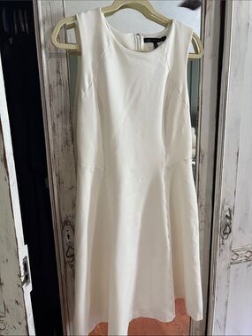 White House Black Market White Sleeveless Midi Fit-and-Flare Dress